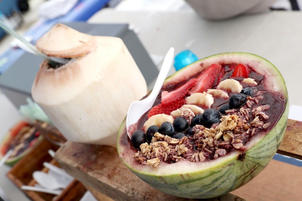 BROOKLYN, NY - JUNE 23: An acai bowl on display at the Studio Tone It Up Live! at Duggal Greenhouse on June 23, 2018 in Brooklyn, New York. (Photo by Cindy Ord/Getty Images for Tone It Up)