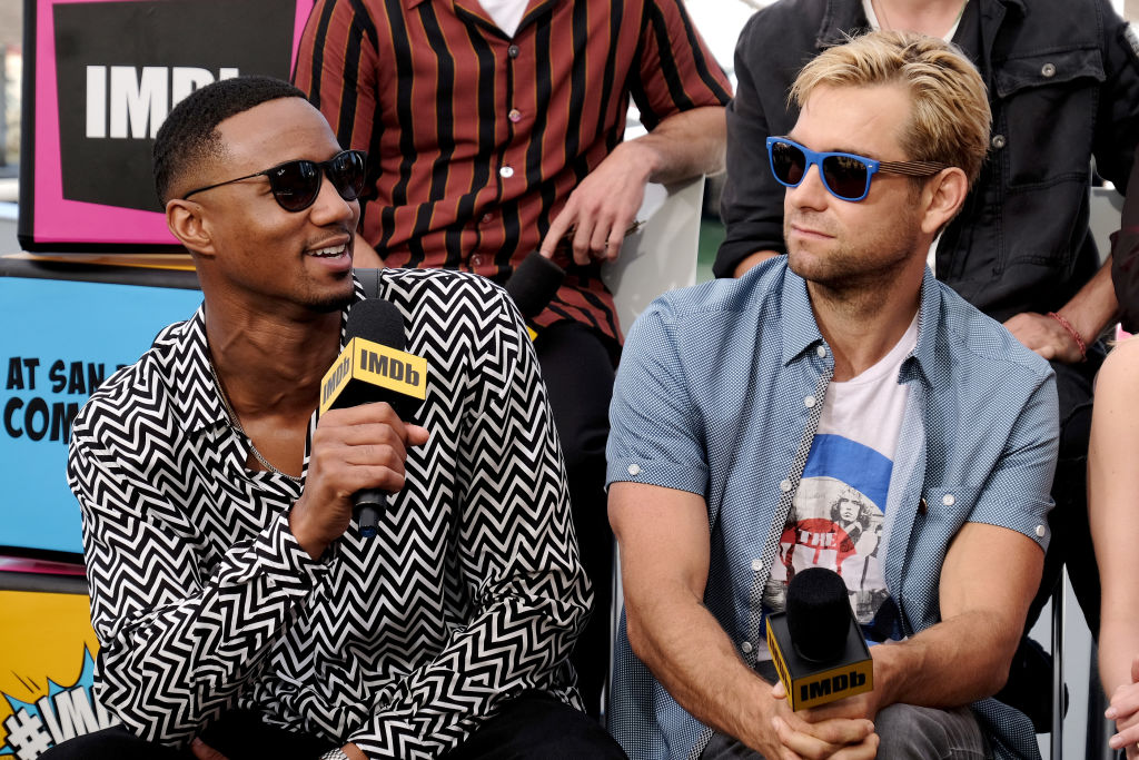 SAN DIEGO, CALIFORNIA - JULY 19: Jessie T. Usher and Anthony Starr speak onstage at the #IMDboat at San Diego Comic-Con 2019: Day Two at the IMDb Yacht on July 19, 2019 in San Diego, California. (Photo by Tommaso Boddi/Getty Images for IMDb)